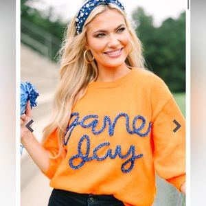BiBi Orange Sweater with Blue Lettering